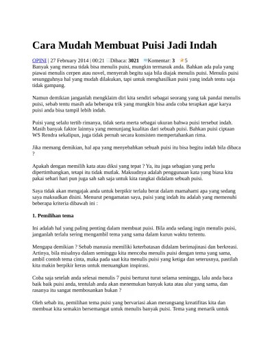 Cara Mudah Membuat Puisi Jadi Indah