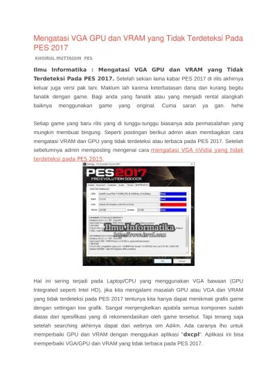 Mengatasi VGA GPU dan VRAM yang Tidak Te