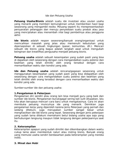 Ide dan Peluang Usaha dalam