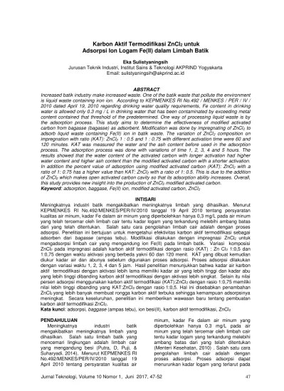 Top PDF KARBON AKTIF TERMODIFIKASI ZnCl2 UNTUK A - 123dok.com