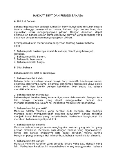 HAKIKAT SIFAT DAN FUNGSI BAHASA (1)