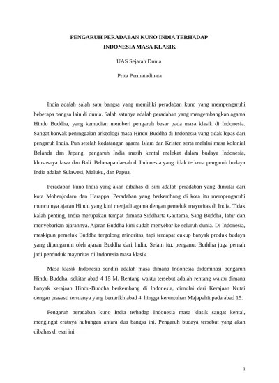 Pengaruh Peradaban Kuno India terhadap I