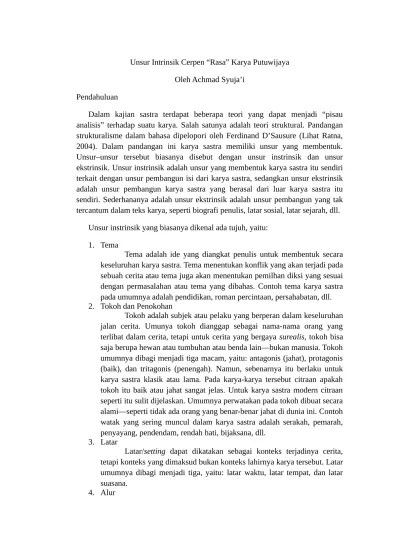 Top PDF Unsur Intrinsik Cerpen Rasa Karya Putu W - 123dok.com