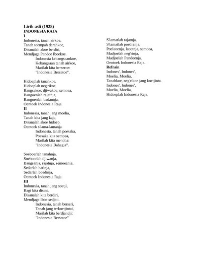 Indonesia Raya Lagu Kebangsaan doc