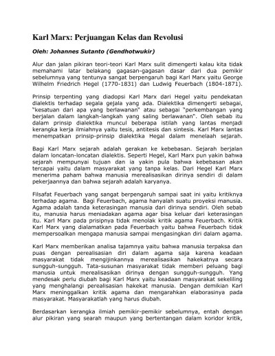 Karl Marx Perjuangan Kelas dan Revolusi