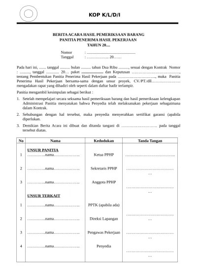 Top PDF FORMAT BERITA ACARA HASIL PEMERIKSAAN BA - 123dok.com