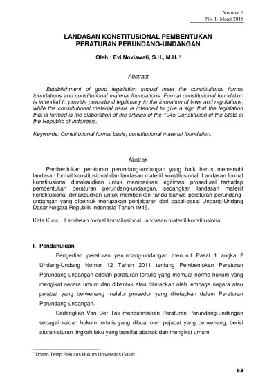 LANDASAN KONSTITUSIONAL PEMBENTUKAN PERATURAN PERUNDANG-UNDANGAN