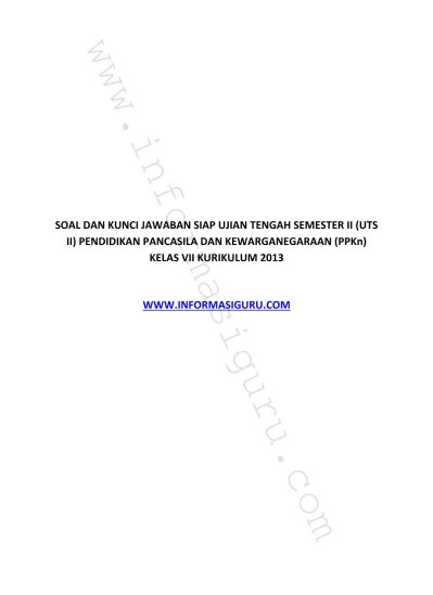 Soal Siap UTS II PAI dan Budi Pekerti Kelas VII Kurikulum 2013