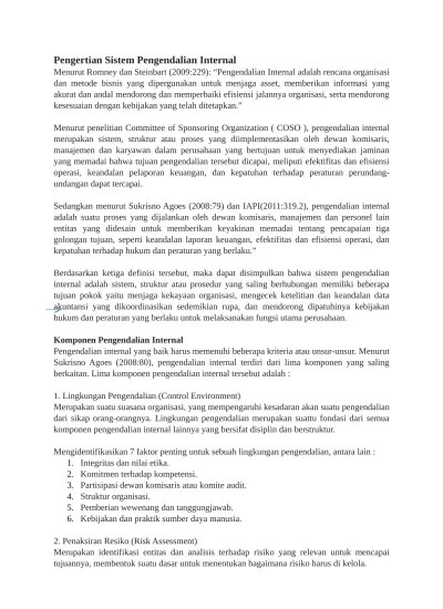 SISTEM PENGENDALIAN INTERNAL menurut (3)