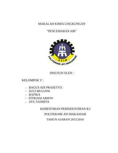 MAKALAH ini adalah KIMIA LINGKUNGAN (1)
