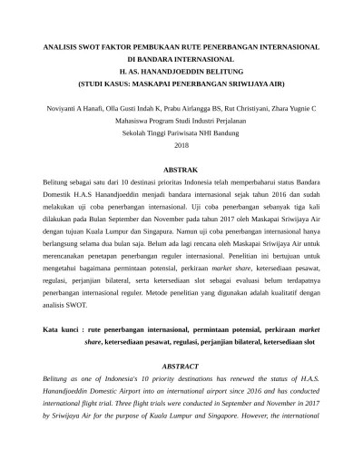 ANALISIS SWOT FAKTOR PEMBUKAAN RUTE PENE