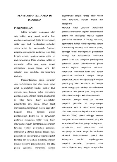 PENYULUHAN PERTANIAN DI INDONESIA PENDAH