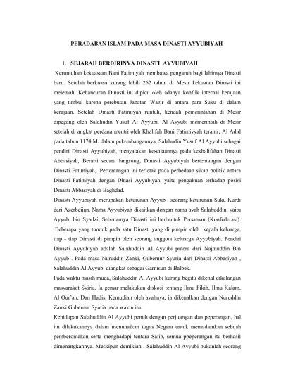 PERADABAN ISLAM PADA MASA DINASTI AYYUBI (1)