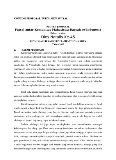 CONTOH PROPOSAL TURNAMEN FUTSAL INDONESIA