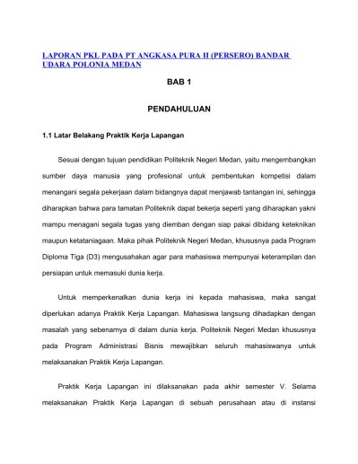 LAPORAN PKL PADA PT ANGKASA PURA II PERS