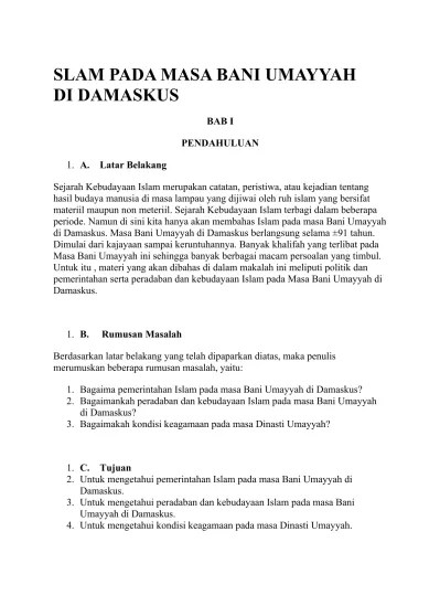 SLAM PADA MASA BANI UMAYYAH DI DAMASKUS