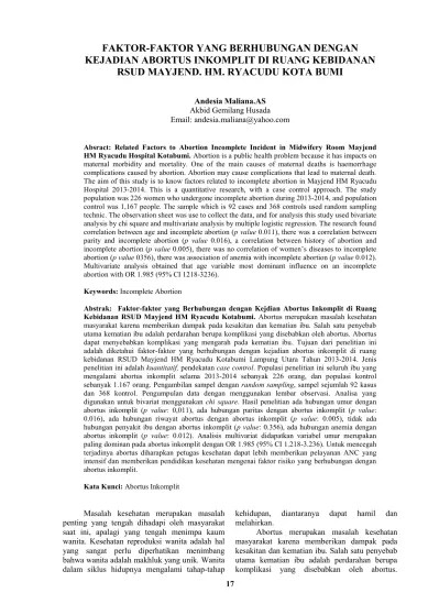 Maliana, Faktor yang Berhubungan dengan Kejadian Abortus Inkomplit 19