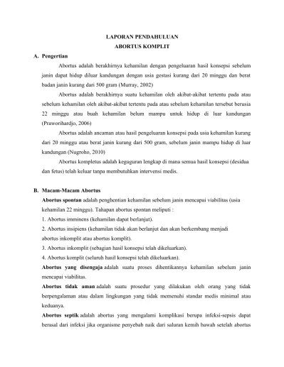 LAPORAN DAN INDONESIA PENDAHULUAN ABORTUS