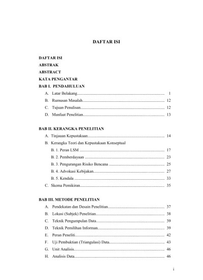 Contoh Daftar Isi Makalah Yang Baik Dan Benar Kliping - Makalah
