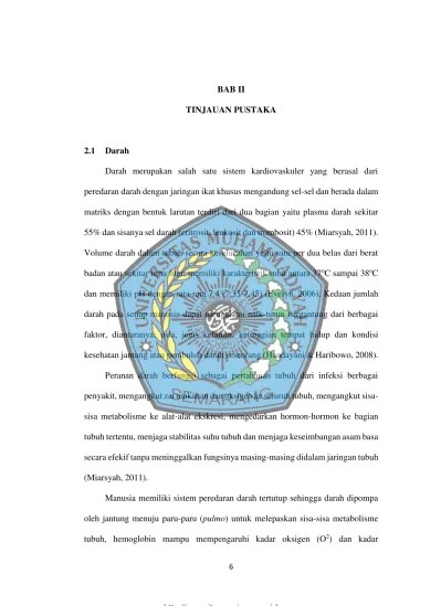 6 BAB II TINJAUAN PUSTAKA 2.1 Darah