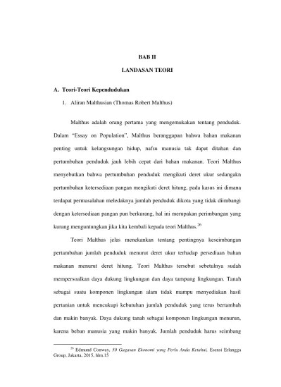 BAB II LANDASAN TEORI A. Teori-Teori Kependudukan - ANALISIS TINGKAT  PERTUMBUHAN PENDUDUK TERHADAP HARGA TANAH PERSPEKTIF EKONOMI ISLAM (Studi  Pada Kecamatan Jati Agung) - Raden Intan Repository