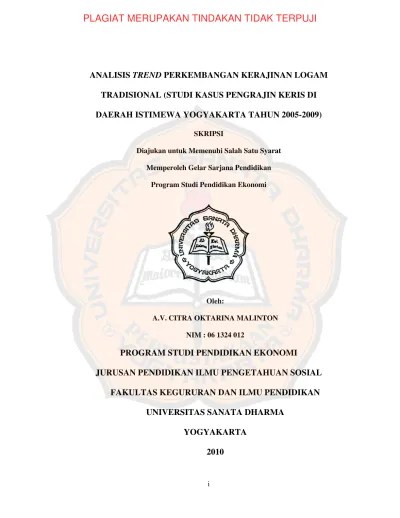 Top PDF ANALISIS TREND PERKEMBANGAN KERAJINAN LOGAM TRADISIONAL (STUDI  KASUS PENGRAJIN KERIS DI DAERAH ISTIMEWA YOGYAKARTA TAHUN 2005-2009) -  123dok.com