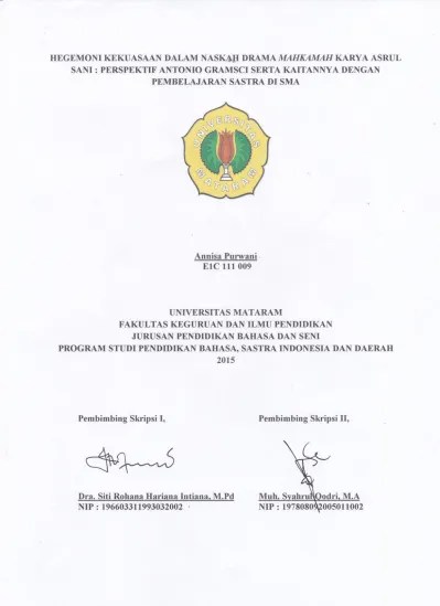 HEGEMONI KEKUASAAN DALAM NASKAH DRAMA MAHKAMAH KARYA ASRUL SANI :  PERSPEKTIF ANTONIO GRAMSCI SERTA KAITANNYA DENGAN PEMBELAJARAN SASTRA DI  SMA - Repository UNRAM