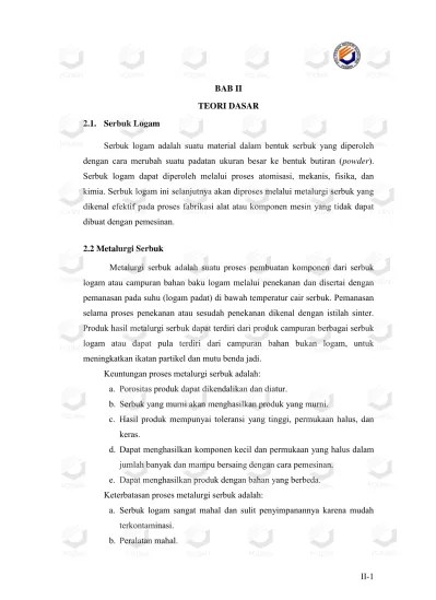 BAB II TEORI DASAR Serbuk Logam