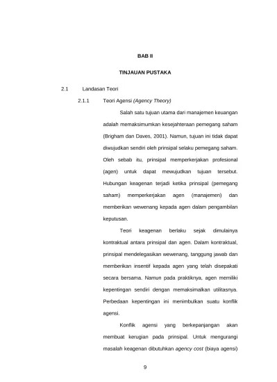 BAB II TINJAUAN PUSTAKA Teori Agensi (Agency Theory)