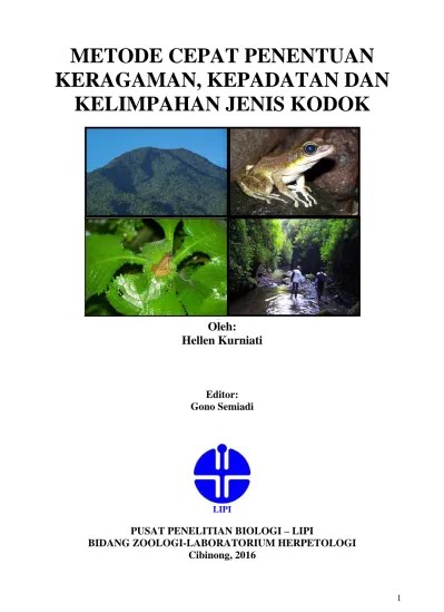 METODE CEPAT PENENTUAN KERAGAMAN, KEPADATAN DAN KELIMPAHAN JENIS KODOK