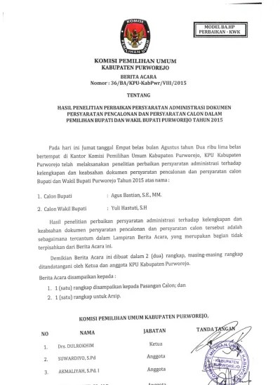 KOMISIPEMILIHAN UMUM KABUPATEN PURWOREJO