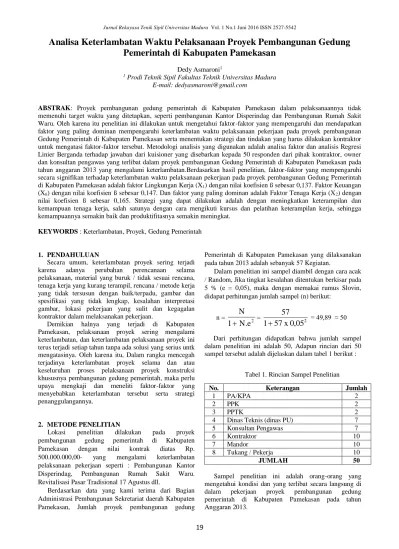 Top PDF Analisa Keterlambatan Waktu Pelaksanaan Proyek Pembangunan Gedung  Pemerintah di Kabupaten Pamekasan - 123dok.com