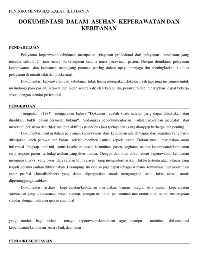 DOKUMENTASI DALAM ASUHAN KEPERAWATAN DAN KEBIDANAN