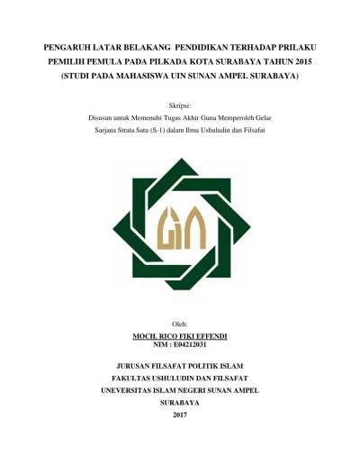 SKRIPSI. Disusun untuk Memenuhi Tugas Akhir Guna Memperoleh Gelar Sarjana  Strata. Satu (S-1) dalam Ilmu Ushuluddin dan Filsafat.