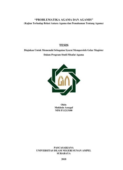 Problematika agama dan agamis: kajian terhadap relasi antara agama dan  pemahaman tentang agama