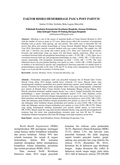 FAKTOR RISIKO HEMORRHAGE PASCA POST PARTUM