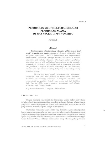 Pendidikan Multikultural melalui Pendidikan Agama di SMA Negeri 2 Purwokerto