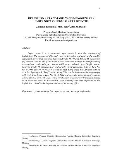 KEABSAHAN AKTA NOTARIS YANG MENGGUNAKAN CYBER NOTARY SEBAGAI AKTA OTENTIK