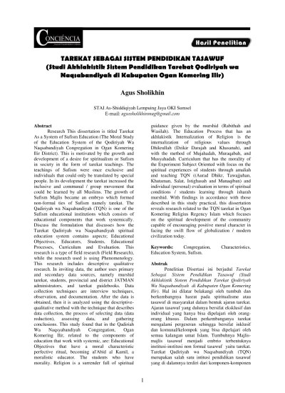 Top PDF Tarekat Sebagai Sistem Pendidikan Tasawuf - 123dok.com