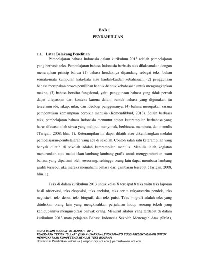 PENERAPAN TEKNIK “SULAP” (Simak-Ujarkan-Lengkapi-Ayo Tulis-Presentasikan)  UNTUK MENINGKATKAN KOMPETENSI MENULIS TEKS BIOGRAFI : Eksperimen Kuasi pada  Siswa Kelas X SMA Negeri 6 Bandung