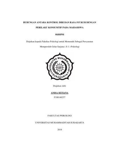 Top PDF Hubungan antara Kontrol Diri dan Rasa Syukur dengan Perilaku  Konsumtif pada Mahasiswa - 123dok.com