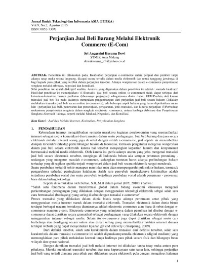 Top PDF Perjanjian Jual Beli Barang Melalui Elektronik Commerce (E-Com) -  123dok.com