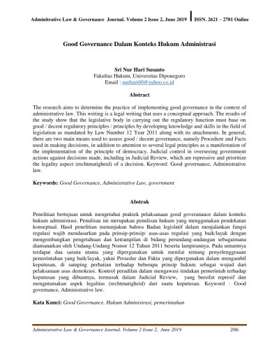 Good Governance Dalam Konteks Hukum Administrasi