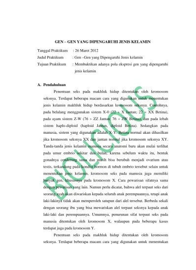 GEN GEN YANG DIPENGARUHI JENIS KELAMIN