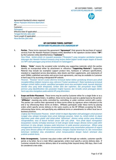 HP CUSTOMER TERMS - PORTFOLIO KETENTUAN PELANGGAN HP - PORTFOLIO