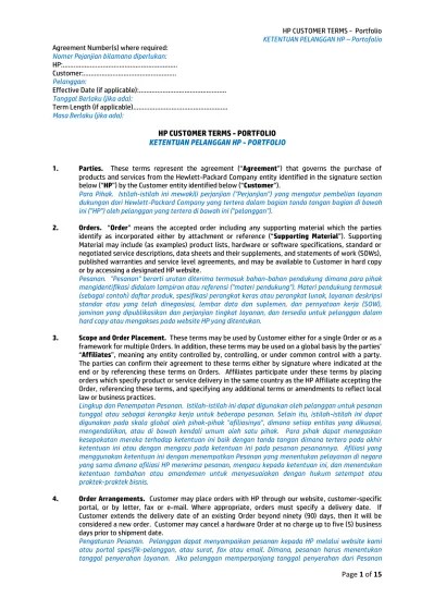 HP CUSTOMER TERMS - PORTFOLIO KETENTUAN PELANGGAN HP - PORTFOLIO