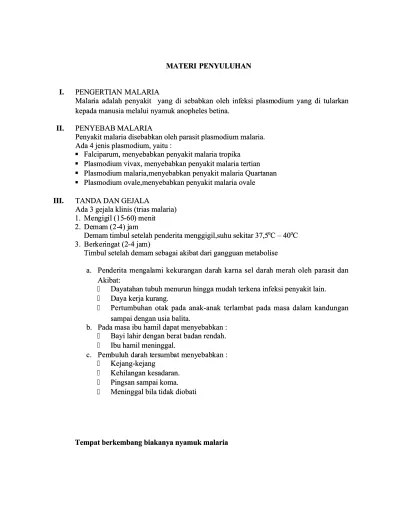 MATERI PENYULUHAN Malaria