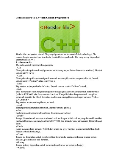Jenis Header File C++