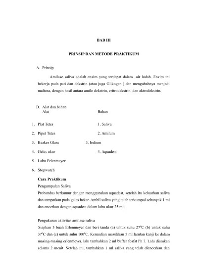 Top PDF Pengaruh Suhu Terhadap Aktivitas Enzim Amilase Saliva Dengan Metode  Wohlgemut&rsquo;s - 123dok.com