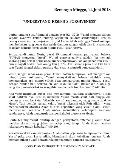 Renungan Minggu, 24 Juni 2018